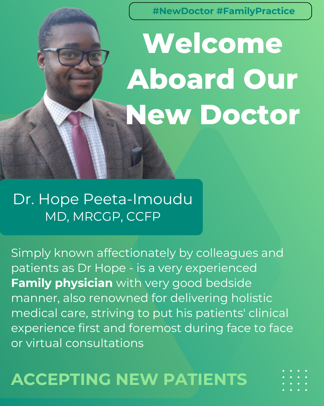 dr.hope family practice is accepting new patients accepting new patients in guelph, ontario